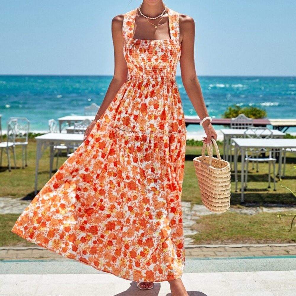 Floral Orange Maxi Dress